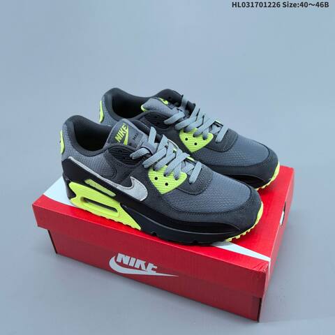Nike Air Max 90 Grey Black Neon Yellow White EU 40-46 Running Shoe - Men's (BS-62433)