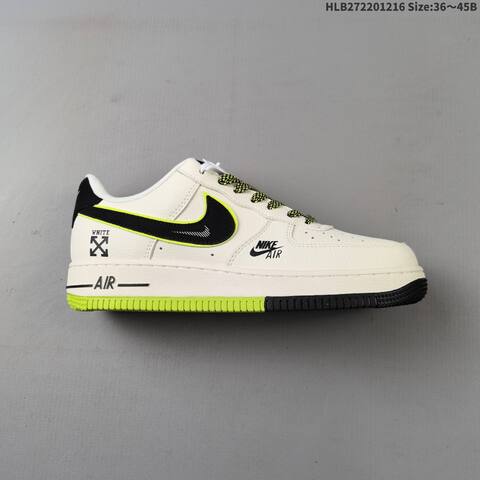 Nike Air Force 1 07 Low Off White Black Neon Green EU 36-45 Sneaker - Unisex (BS-62651)