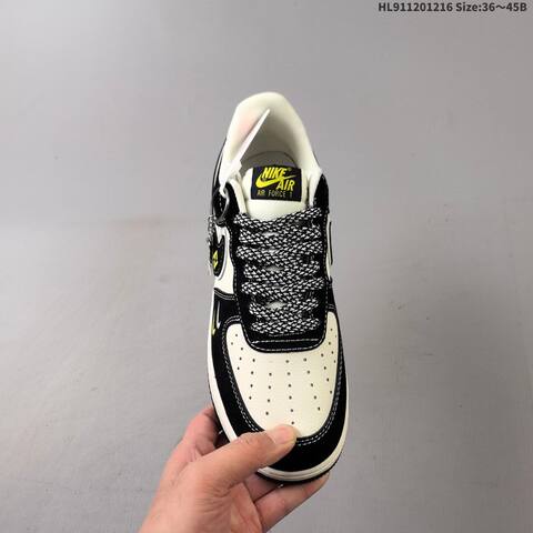 Nike Air Force 1 07 Black White Neon Yellow EU 36-45 Sneaker - Unisex (BS-62639)