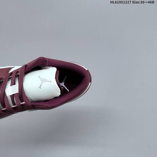 Jordan Air Jordan 1 Low burgundy and white with gray swoosh 36~46 basketball