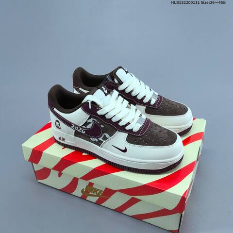 Nike Air Force 1 07 LV8 Black Brown White Gold EU 36-45 Sneaker - Unisex (BS-62054)