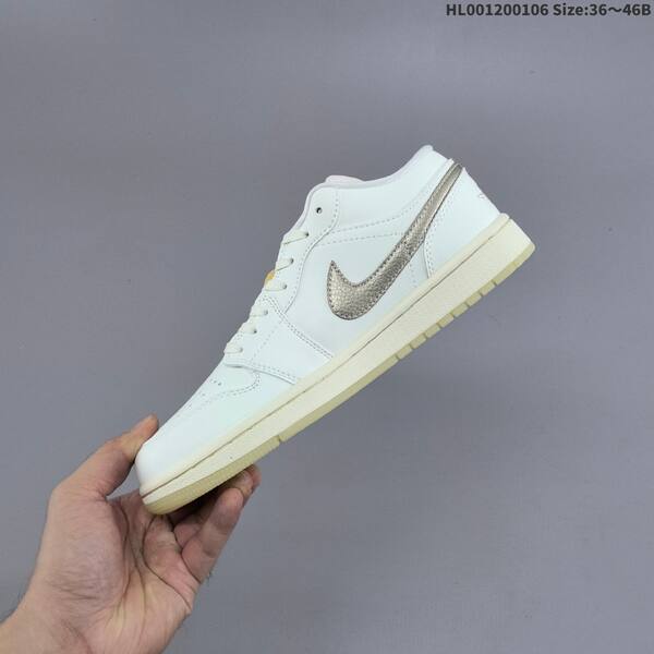 Jordan Air Jordan 1 Low White/Cream/Metallic Team Gold 36~46B casual