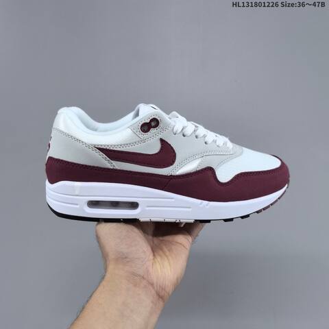 Nike Air Max 1 White Grey Burgundy EU 36-47 Sneaker - Unisex (BS-62404)