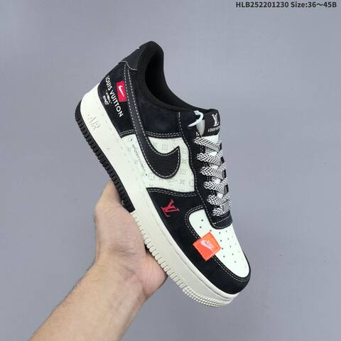 Nike Air Force 1 07 LV8 Black Off White Orange Red EU 36-45 Sneaker - Unisex (BS-62313)