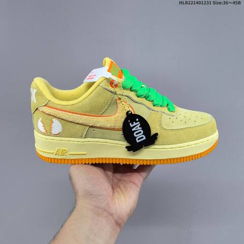 Nike Air Force 1 Low Khaki Bright Green Pale Yellow Orange EU 36-45 Sneaker - Unisex (BS-62303)