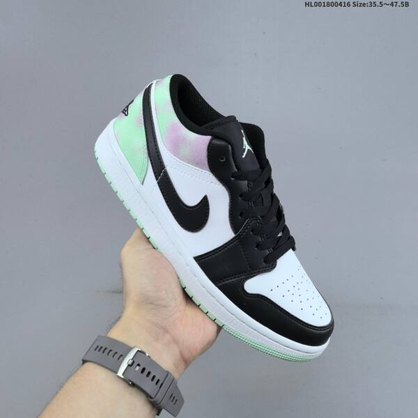 Jordan Air Jordan 1 Low SE "Supernova" Black/White with iridescent pastel green and pink 35.5-47.5 lifestyle
