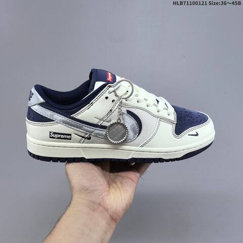 Nike SB Dunk Low White Navy Blue EU 36-45 Skate Shoe - Unisex (BS-61858)