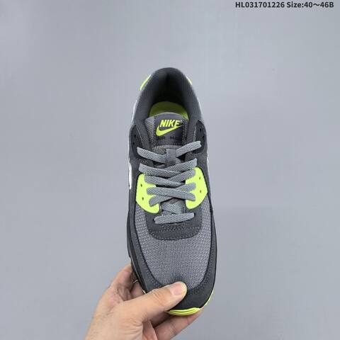 Nike Air Max 90 Grey Black Neon Yellow White EU 40-46 Running Shoe - Men's (BS-62433)