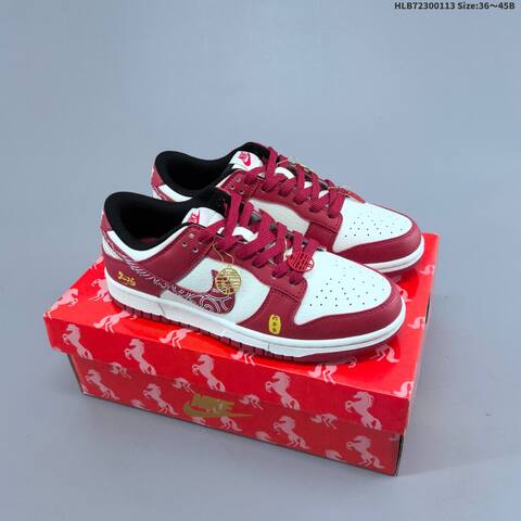 Nike Dunk Low Retro DIY Year Of The Horse White Red Black Olive Brown EU 36-45 Skate Shoe - Unisex (BS-62021)