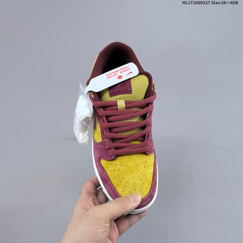 Nike SB Dunk Low Pro Burgundy Yellow Sail Black EU 36-45 Skate Shoe - Unisex (BS-61097)