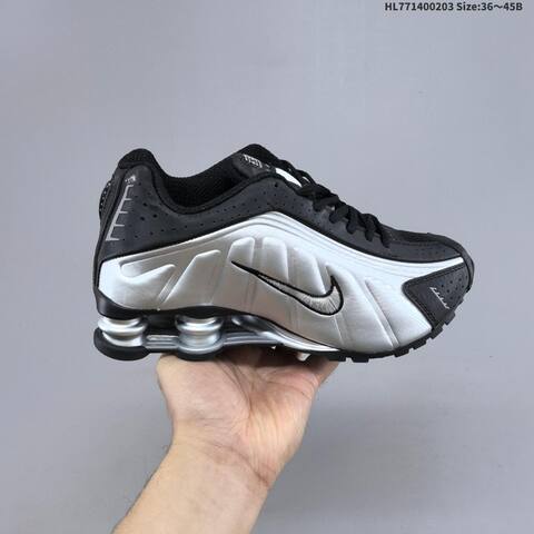 Nike Shox R4 HQ1988-007 Black Silver White EU 36-45 Running Shoe - Unisex (BS-61555)