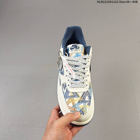 Nike Air Force 1 07 LV CW6871 77 Sail Navy Blue Gold White EU 36-45 Sneaker - Unisex (BS-63267)