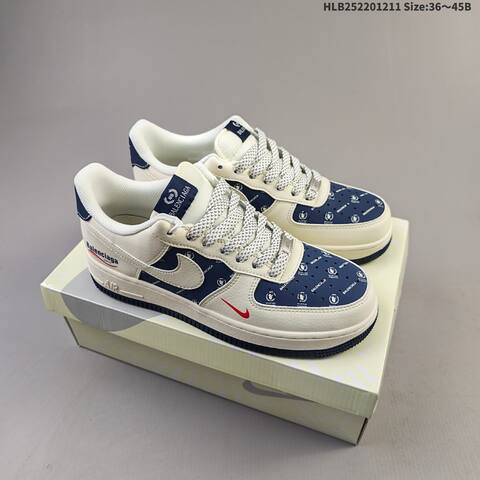 Nike Air Force 1 07 Off White Navy Blue Red EU 36-45 Sneaker - Unisex (BS-62769)