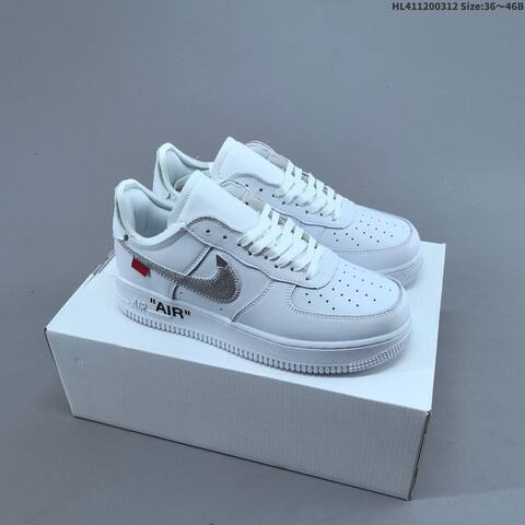 Nike Air Force 1 Low Off White Black Silver White Orange Blue Red EU 36-46 Sneaker - Unisex (BS-61364)