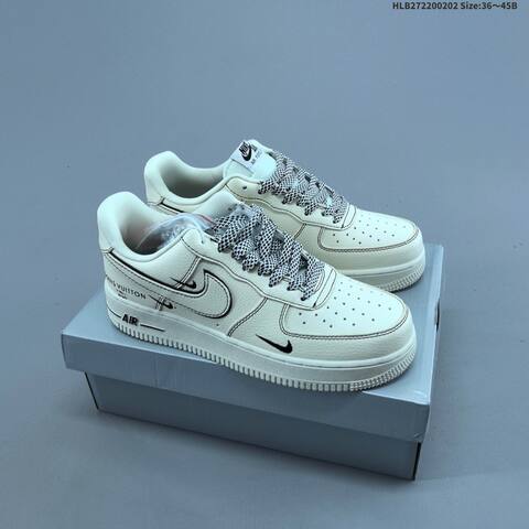 Nike Air Force 1 07 Low Black White Yellow Gray EU 36-45 Sneaker - Unisex (BS-61581)