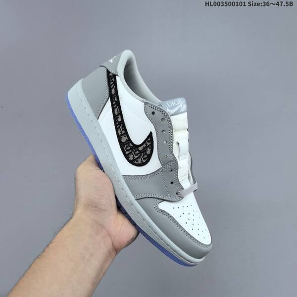 Nike Air Jordan 1 Low OG x Dior White/Wolf Grey 36~47.5 basketball