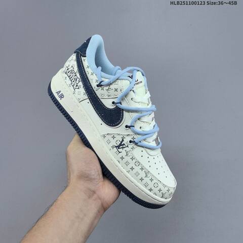 Nike Air Force 1 07 LV8 Off White Grey Red Navy Blue EU 36-45 Sneaker - Unisex (BS-61818)