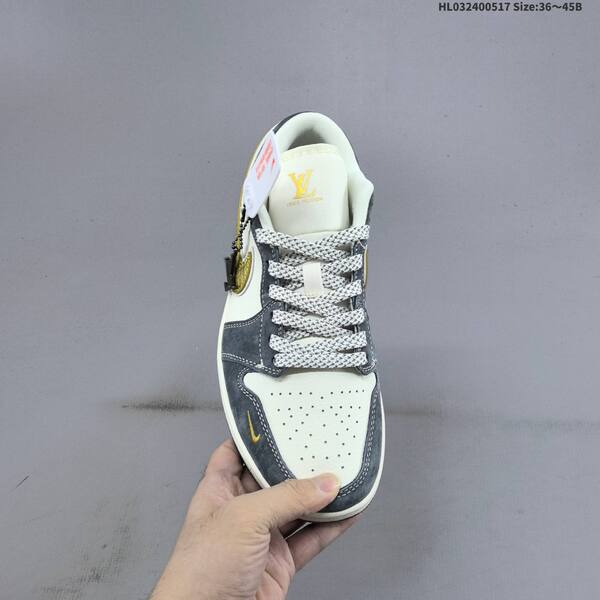 Nike Air Jordan 1 Low grey/white/gold 36~45B basketball