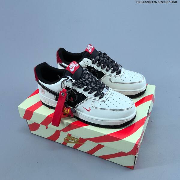 Nike Air Force 1 07 Low Light Beige White Black Red EU 36-45 sneaker