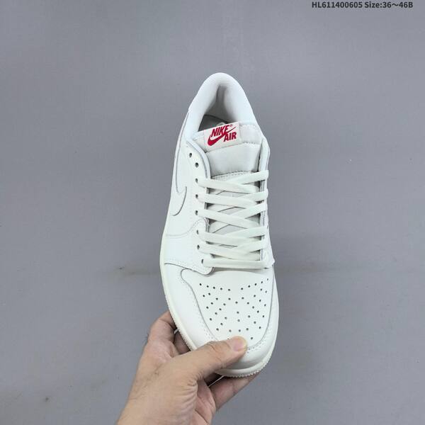 Nike Air Jordan 1 Low white/grey with red accents 36~46B basketball
