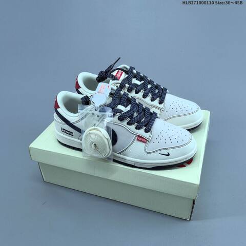 Nike Dunk SB Low Supreme Off White Grey Red Navy EU 36-45 Skate Shoe - Unisex (BS-62088)