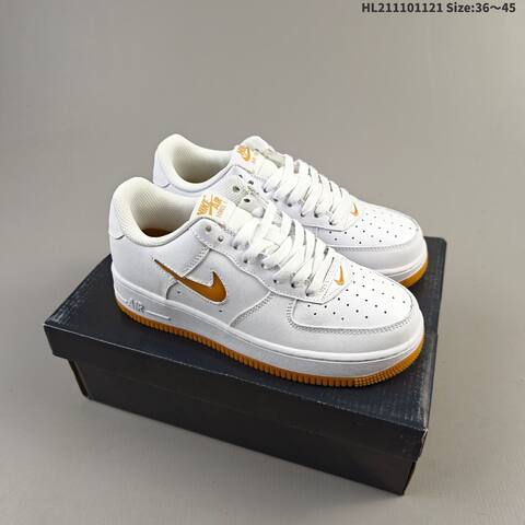 Nike Air Force 1 07 White Gum Brown Black Beige EU 36-45 Sneaker - Unisex (BS-63341)