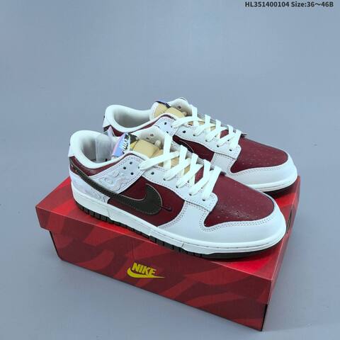 Nike SB Dunk Low Pegasus Pack White Burgundy Black Olive Sail EU 36-46 Skate Shoe - Unisex (BS-62246)