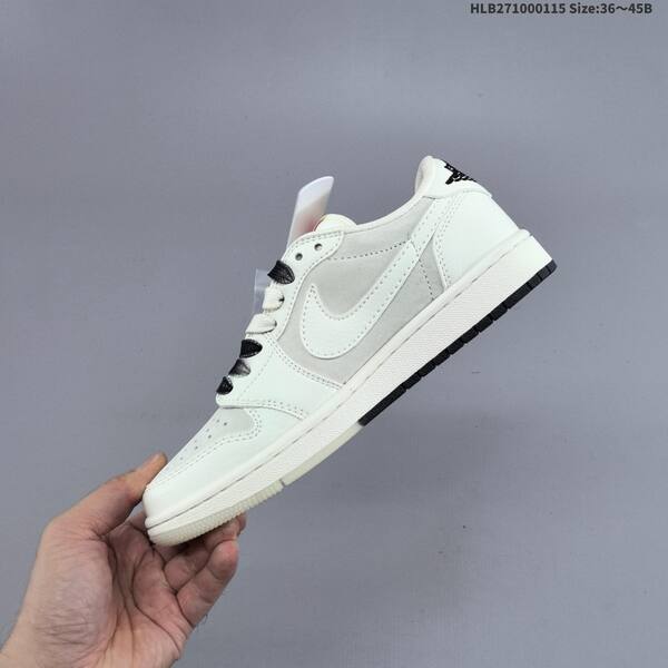 Nike Air Jordan 1 white/cream/black with red Supreme-style accents 36~45B lifestyle