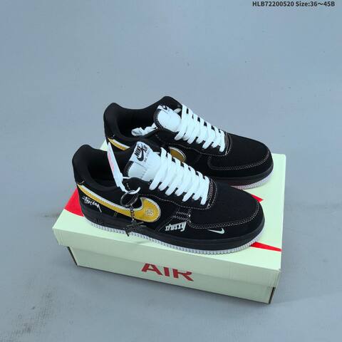 Nike Air Force 1 07 Low Stussy Black Yellow White EU 36-45 Sneaker - Unisex (BS-60244)
