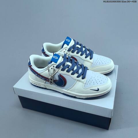 Nike Dunk Low Off White Blue Red EU 36-45 Skate Shoe - Unisex (BS-61428)