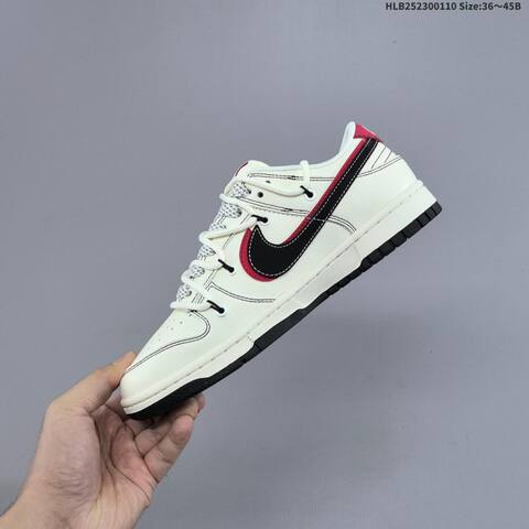 Nike Dunk Low Retro DIY Off White Black Red EU 36-45 Skate Shoe - Unisex (BS-62075)