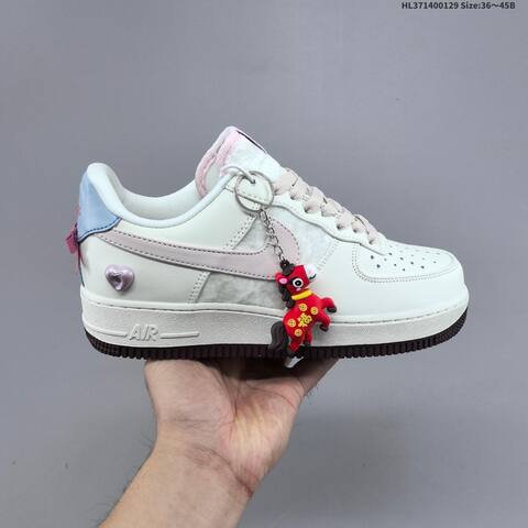 Nike Air Force 1 Low Off White Light Pink Light Blue Dark Brown EU 36-45 Sneaker - Unisex (BS-61669)
