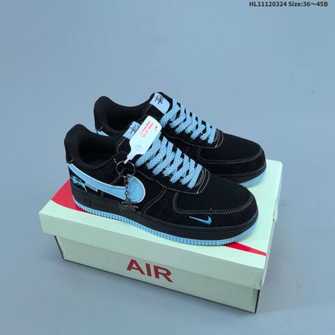 Nike Air Force 1 07 Black Light Blue White EU 36-45 Sneaker - Unisex (BS-61141)