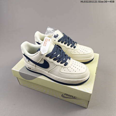 Nike Air Force 1 07 LV8 SM6668-122 Sail Navy Blue White EU 36-45 Sneaker - Unisex (BS-63333)