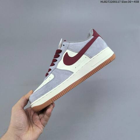 Nike Air Force 1 07 LV8 Off White Grey Burgundy Gum EU 36-45 Sneaker - Unisex (BS-61947)