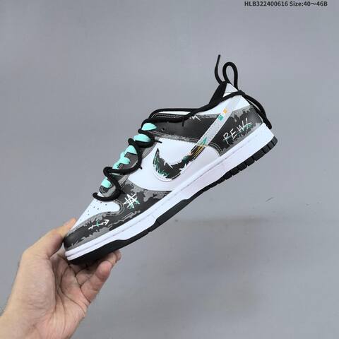 Nike SB Dunk Low DIY Custom White Black Grey Mint Green EU 40-46 Skate Shoe - Men's (BS-59908)