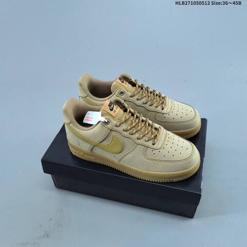Nike Air Force 1 07 White Beige Grey Orange Neon Green Wheat Tan Gum EU 36 45 Sneaker EU 36-45 - Unisex (BS-60399)