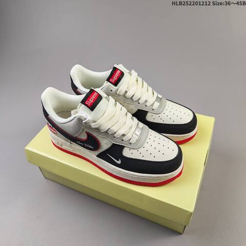 Nike Air Force 1 07 LV8 Off White Black Red Grey EU 36-45 Sneaker - Unisex (BS-62736)