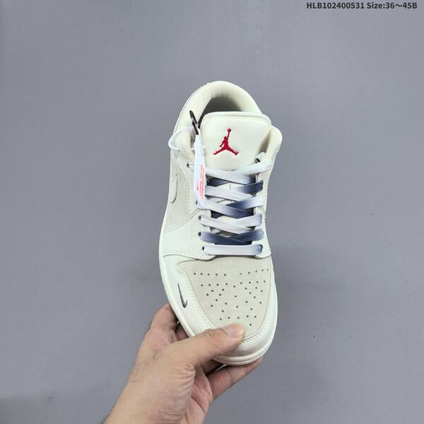 Jordan Air Jordan 1 Low cream/white with grey and red accents 36~45 casual