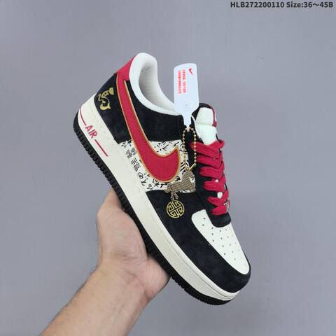 Nike Air Force 1 07 QW5288-132 White Black Red Gold EU 36-45 Sneaker - Unisex (BS-62090)