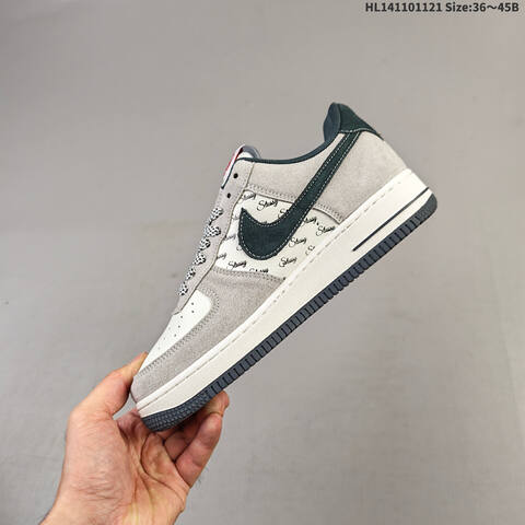 Nike Air Force 1 07 Low Light Grey Dark Green Red White EU 36-45 Sneaker - Unisex (BS-63315)