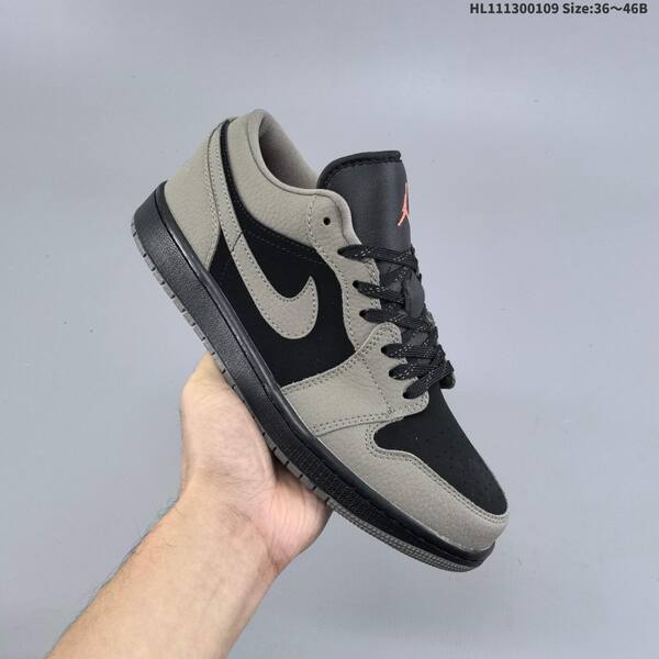 Jordan Air Jordan 1 Low OG black and grey with pink logo 36~46 casual