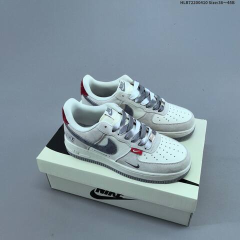 Nike Air Force 1 Low Off White Light Grey Dark Grey Red EU 36-45 Sneaker - Unisex (BS-60847)