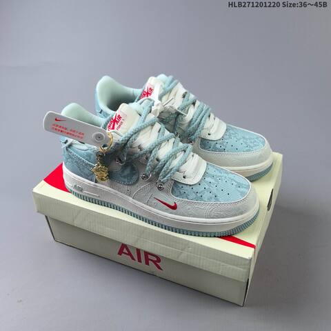 Nike Air Force 1 07 LV8 Light Blue Off White Red EU 36-45 Sneaker - Unisex (BS-62553)