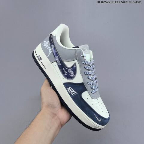 Nike Air Force 1 07 LV8 White Navy Blue Grey Red EU 36-45 Sneaker - Unisex (BS-61855)