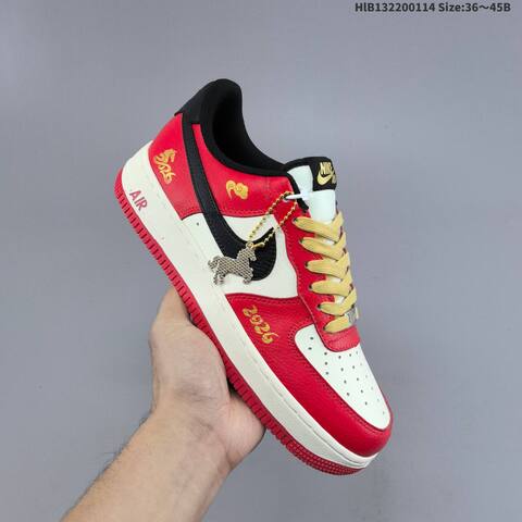 Nike Air Force 1 Low Red White Black Gold Pale Yellow EU 36-45 Sneaker - Unisex (BS-61993)