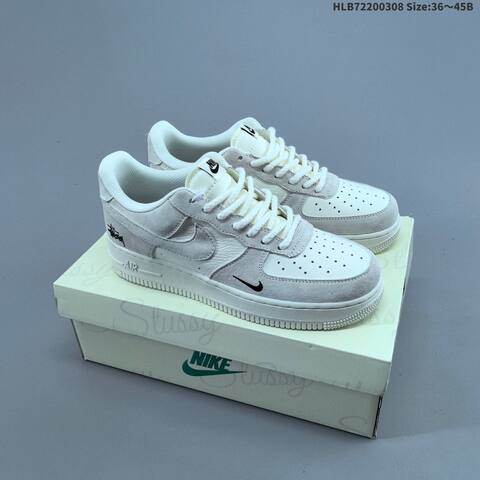 Nike Air Force 1 07 LV8 Stussy Off White Light Grey Black EU 36-45 Sneaker - Unisex (BS-61441)