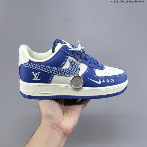 Nike Air Force 1 07 LV8 Royal Blue Off White Silver EU 36-45 Sneaker - Unisex (BS-61758)