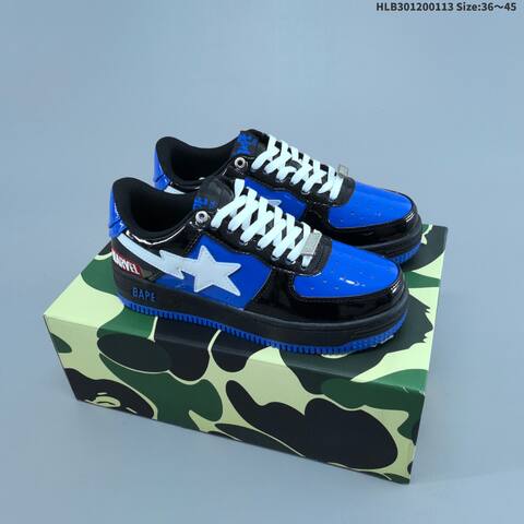 BAPE BAPE STA Low University Blue White Black EU 36-45 Skate Shoe - Unisex (BS-62022)