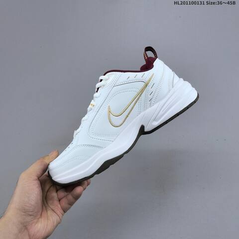 Nike Air Monarch IV Black White White Maroon Gold EU 36-45 Training Shoe - Unisex (BS-61628)